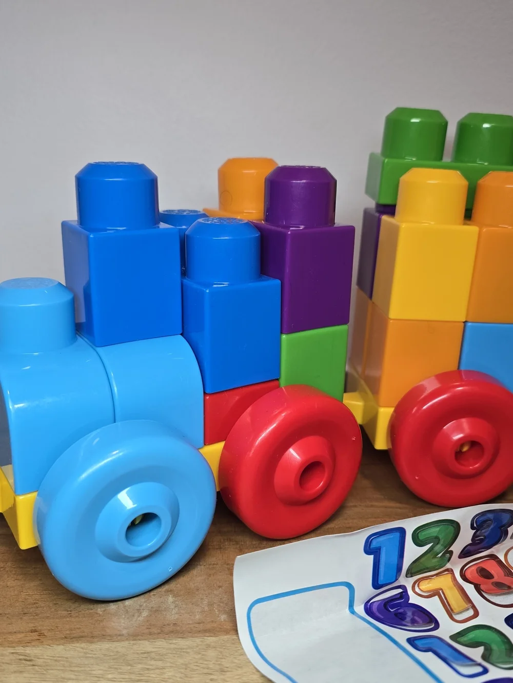 Mega Blocks 123 Colorful Stacking Train Toy - Blue, Yellow, Red.